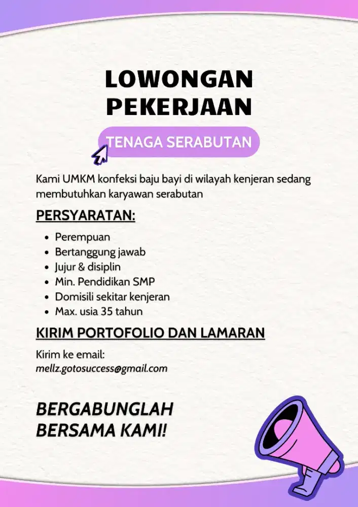 Dibutuhkan tenaga serabutan