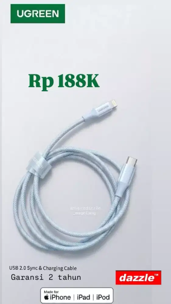 Kd ugreen c to lightning weaven 1m blue