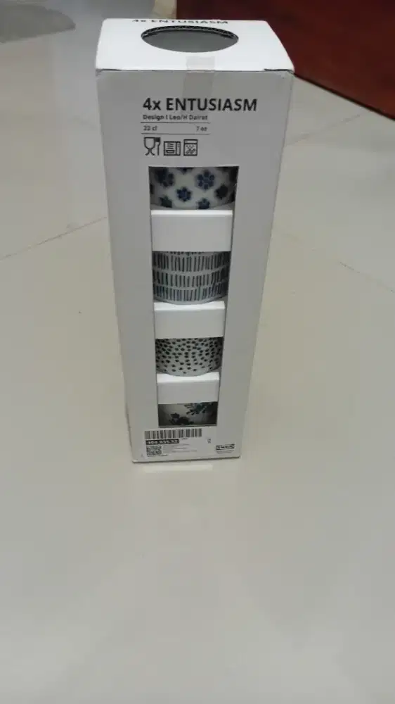 Gelas teh IKEA corak biru