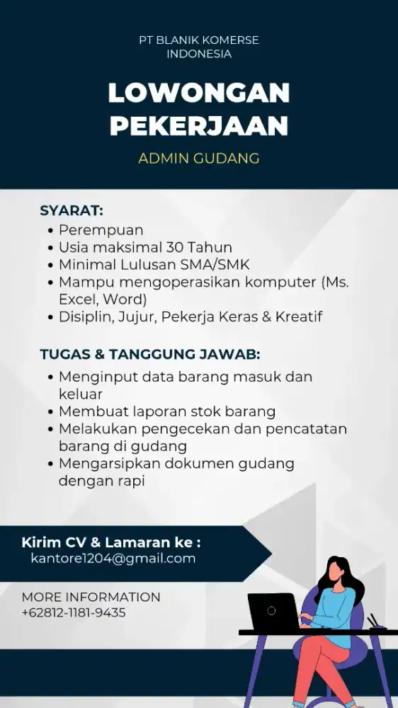 Lowongan Kerja Admin Gudang