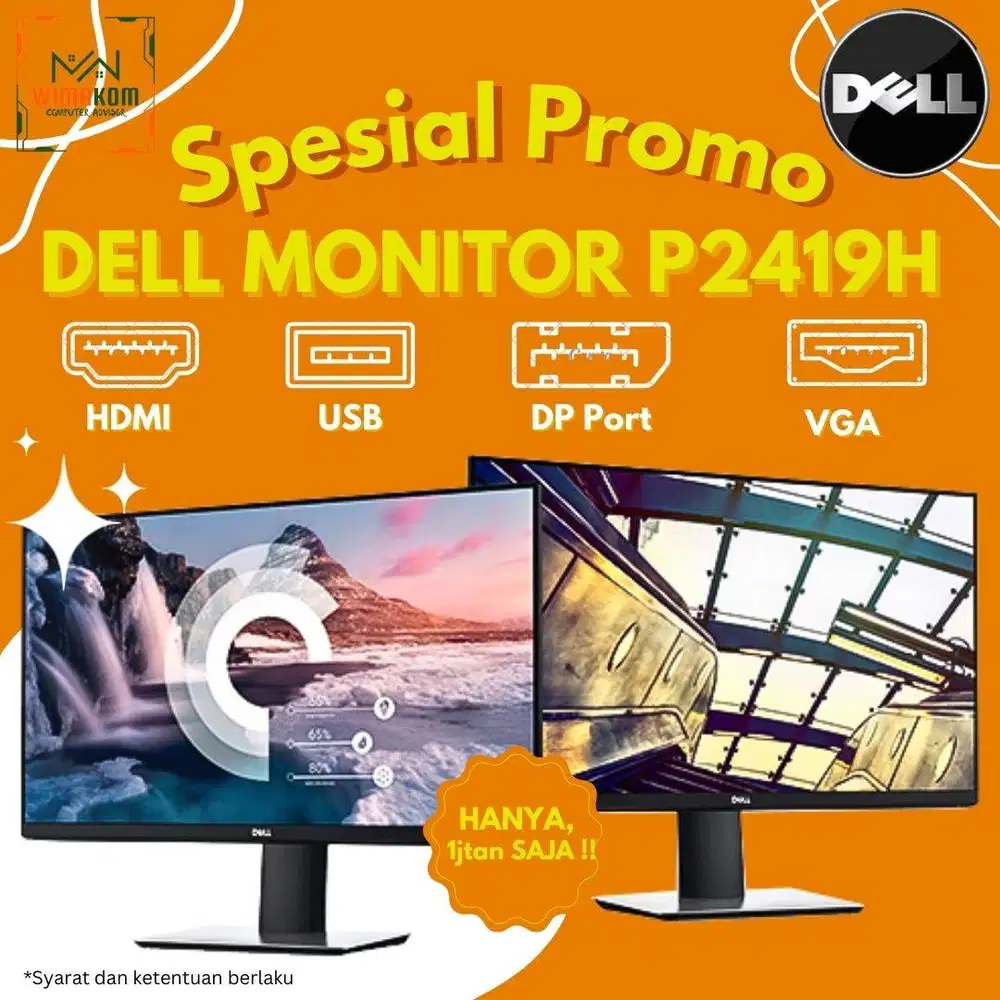 Dell Monitor P2419H 24 Inch 1PS FULLHD Layar BISA Putar (minus)
