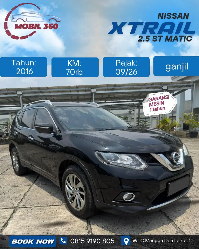 Xtrail ST 2.5 matic tahun 2016 warna hitam