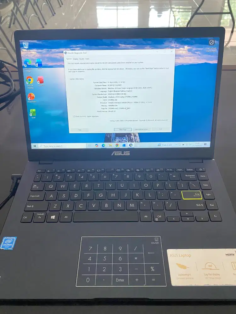ASUS VivoBook E410MA N4020 RAM 4GB SSD + Microsoft Office Siap Pakai F