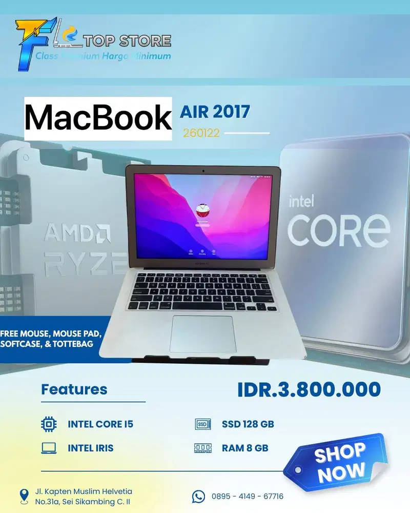MACBOOK AIR 2017 INTEL CORE I5 SSD 128/8GB