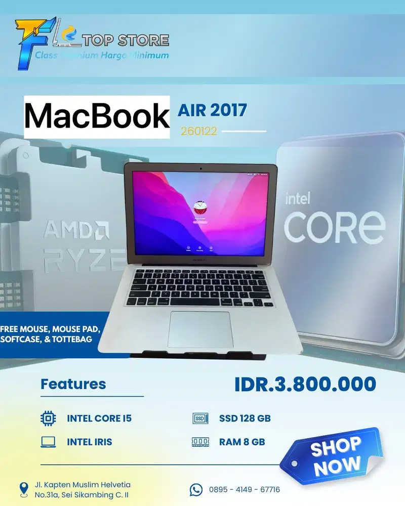 MACBOOK AIR 2017 INTEL CORE I5 SSD 128/8GB