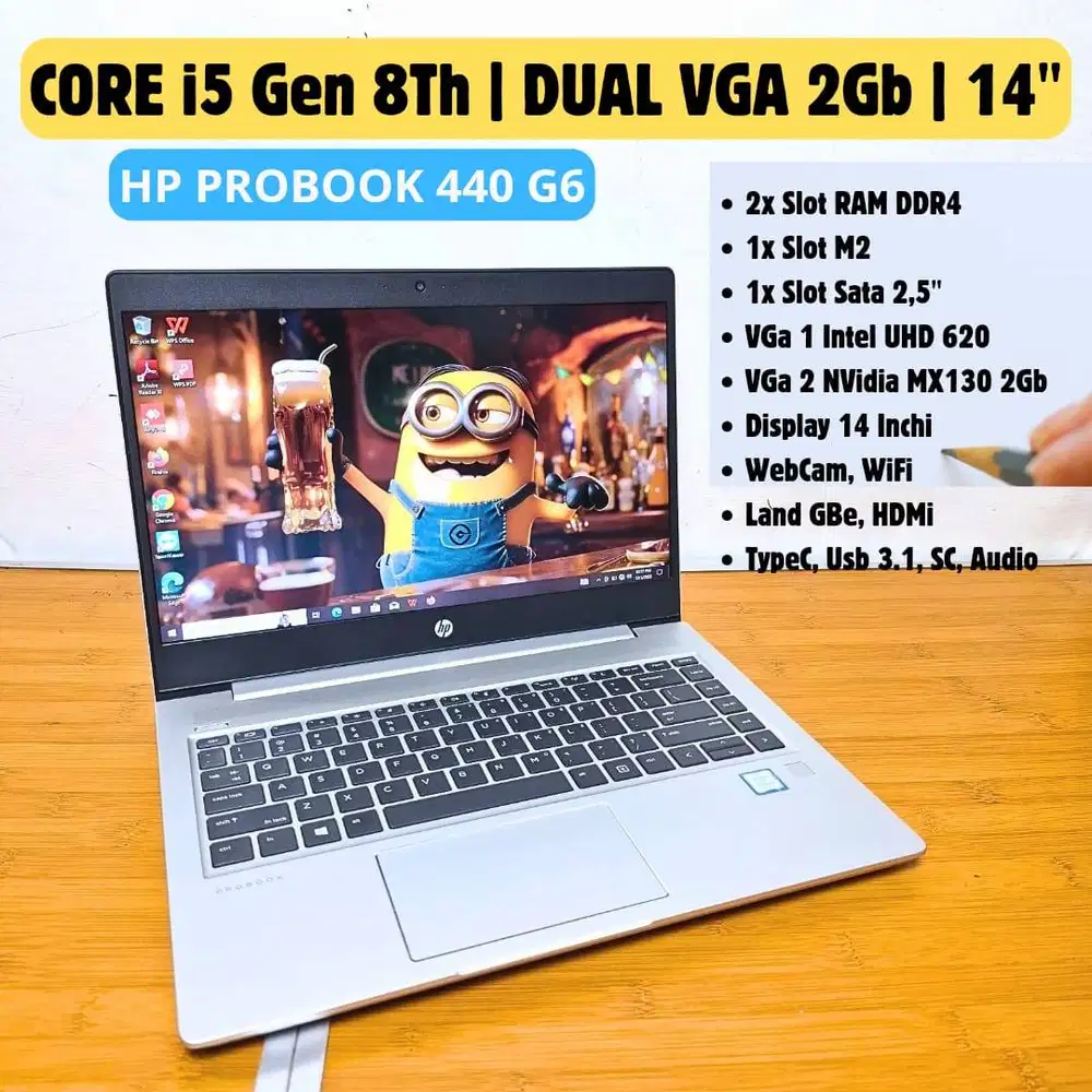 LAPTOP HP PROBOOK 440 G6 DUAL VGA RAM DDR4 DUAL STORAGE SSD+HDD