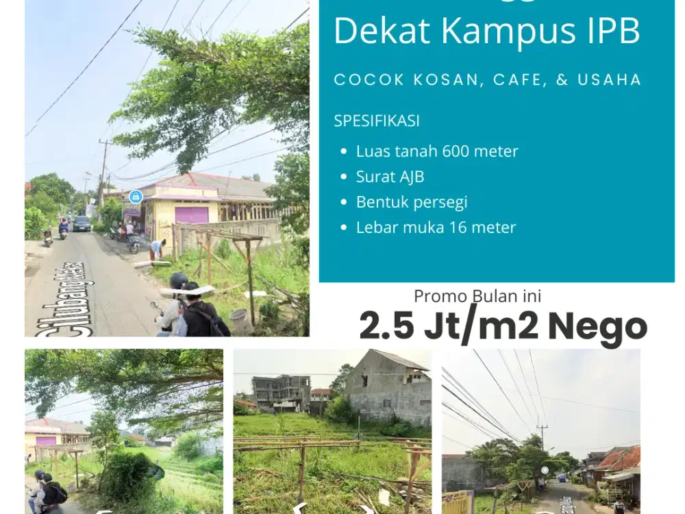 Tanah Pinggir Jalan Kota Bogor Dekat Kampus IPB Dan Wisata Danau