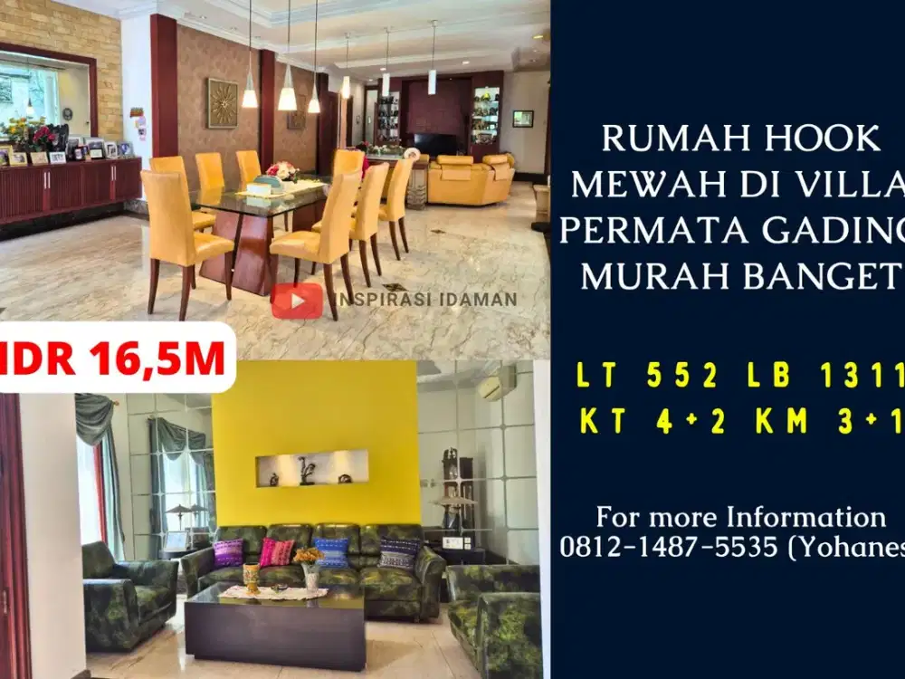 Rumah Hook Mewah di Villa Permata Gading Murah Banget