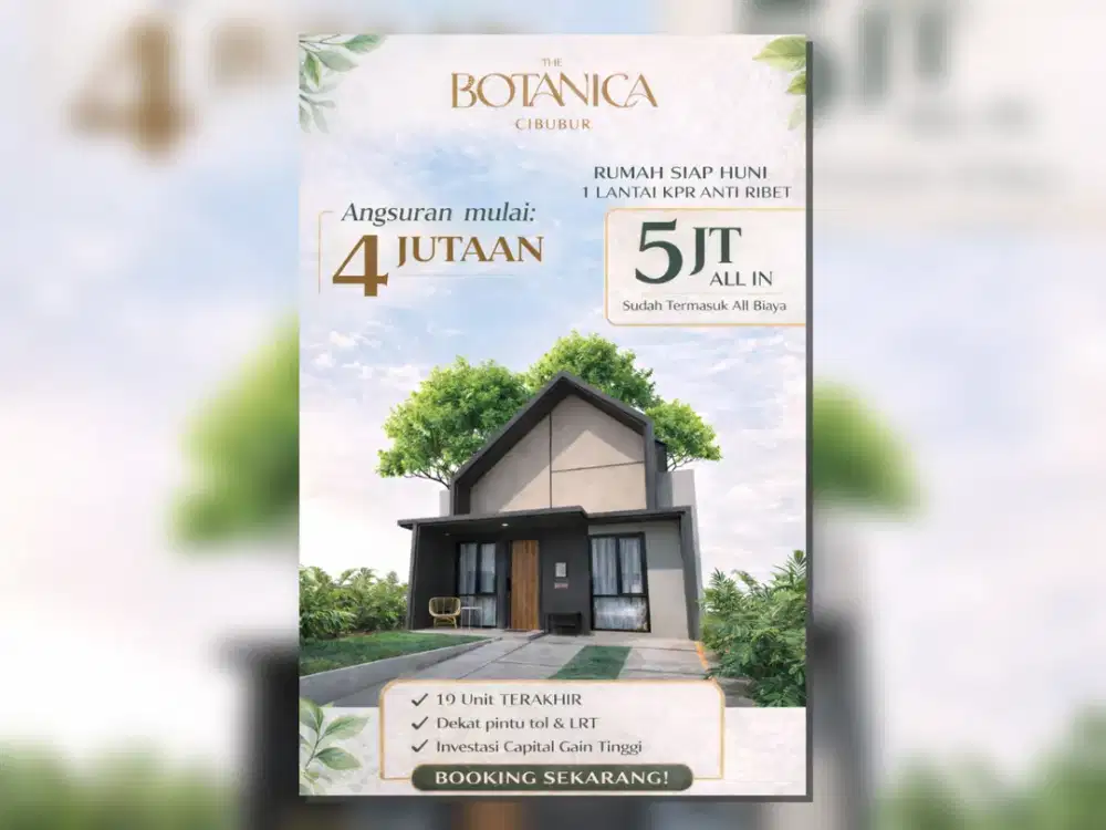 Rumah Siap huni 1 Lantai Di Cibubur Type 6 Cicilan 4 jutaan kpr tanpa ribet
