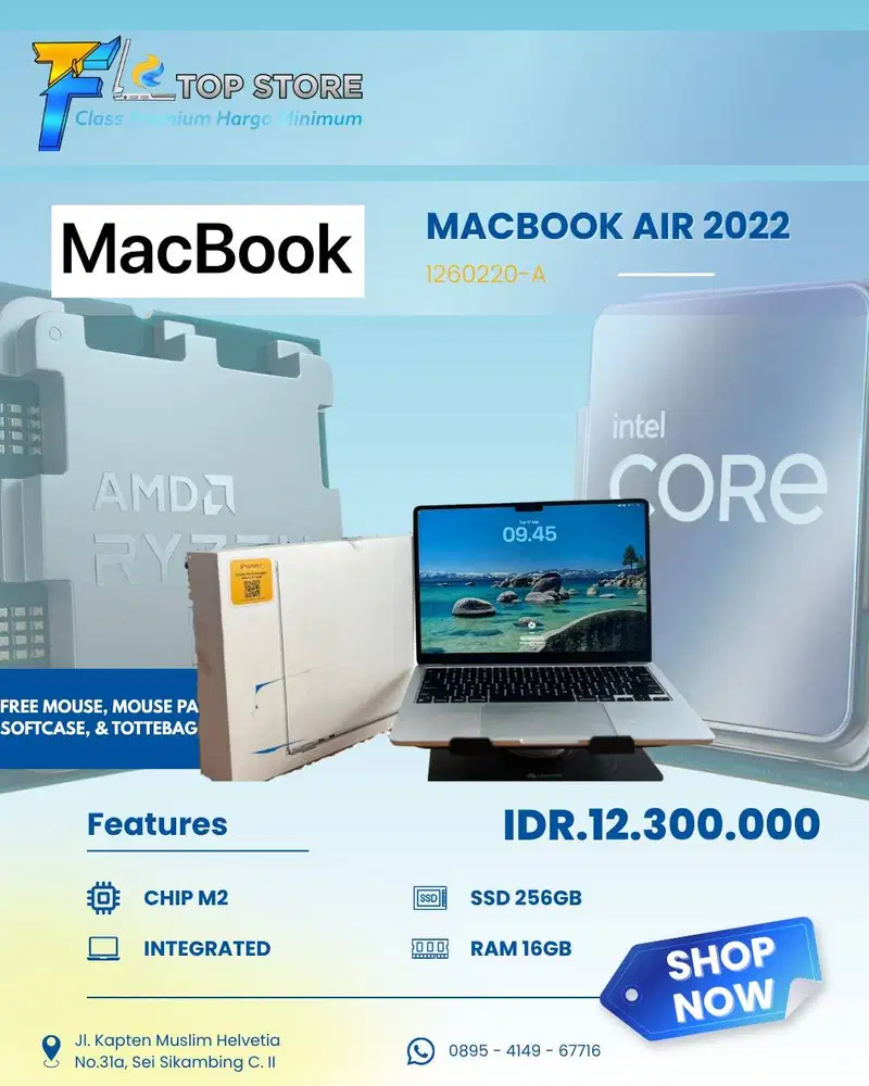 MACBOOK AIR 2022 CHIP M2 SSD 256/16GB