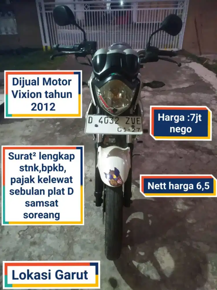 Motor Vixion thn 2012 nett 6,5