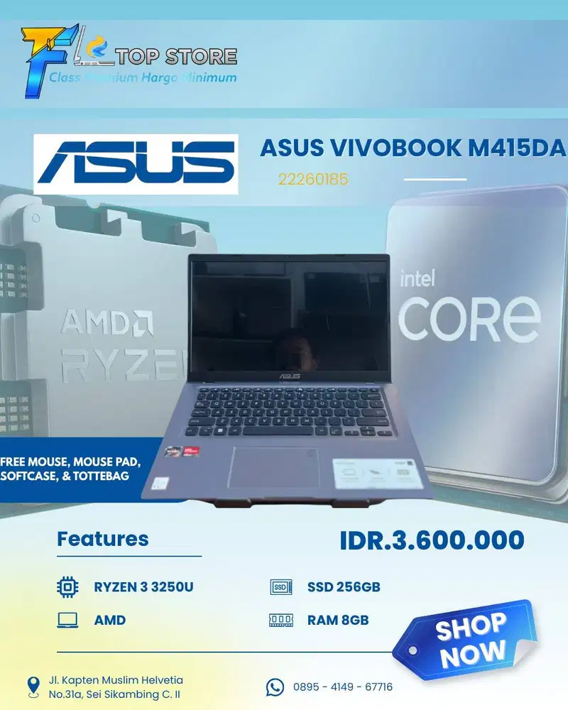 ASUS VIVOBOOK M415DA AMD RYZEN 3 3350U SSD 256/8GB