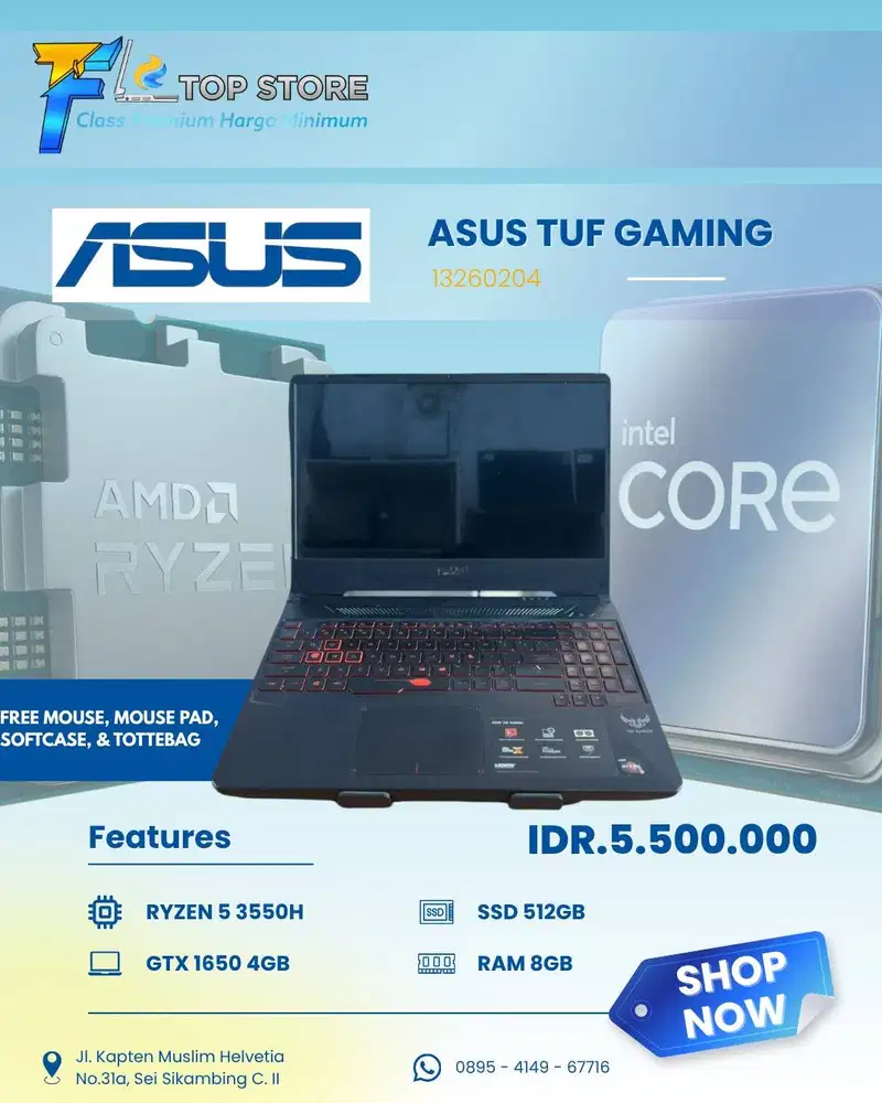 ASUS TUF GAMING RYZEN 5 3550H SSD 512/8GB-GTX 1650 4GB