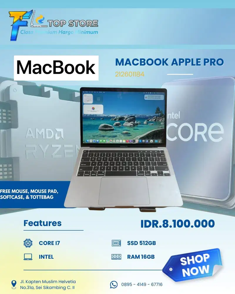 MACBOOK APPLE PRO INTEL CORE I7 SSD 512/16GB