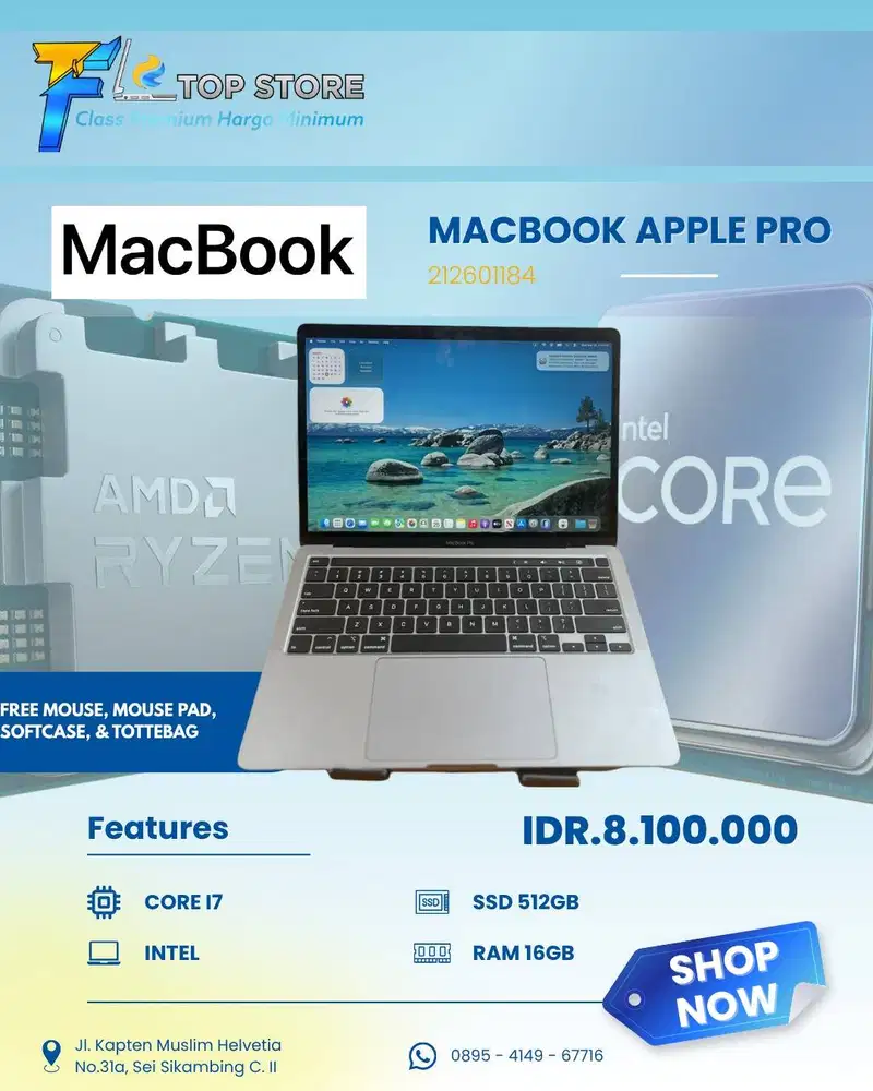 MACBOOK APPLE PRO INTEL CORE I7 SSD 512/16GB