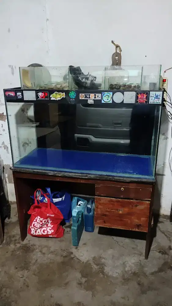 Aquarium 120x50x70 fulset tinggal colok dan rak