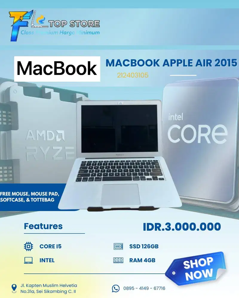 MACBOOK APPLE AIR 2015 INTEL CORE I5 SSD 128/4GB