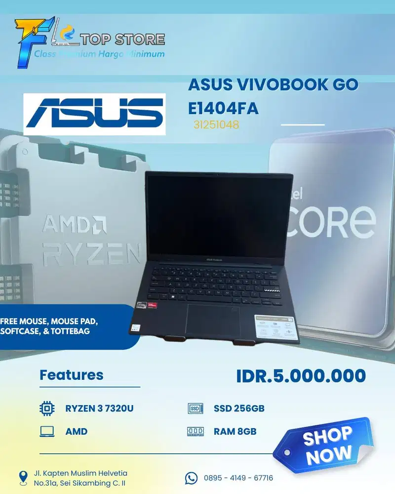 ASUS VIVOBOOK GO E1404FA AMD RYZEN 3 7320U SSD 256/8GB