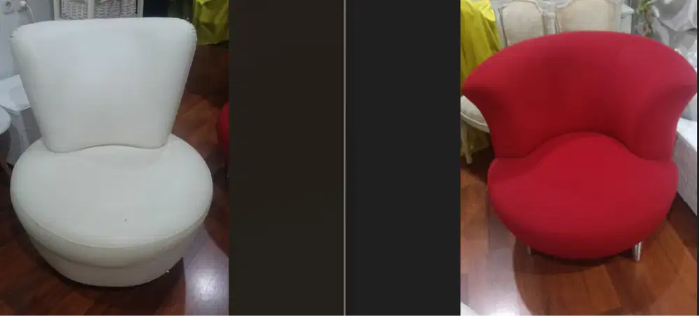 Sofa 2 Pcs Warna Merah dan Putih