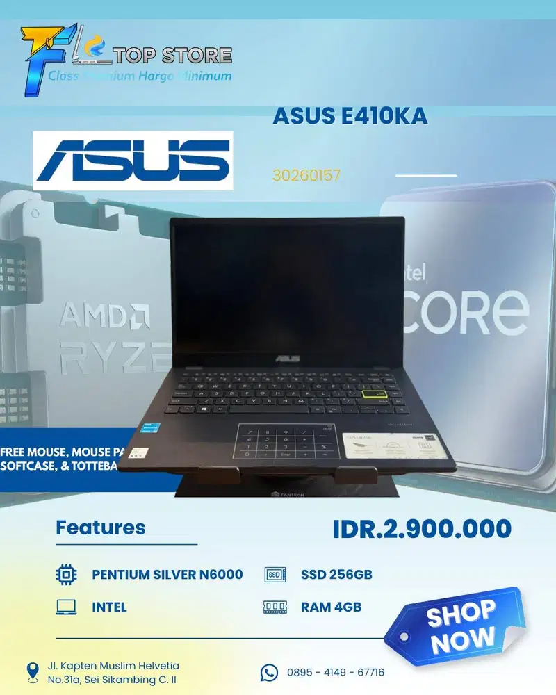 ASUS E410KA INTEL PENTIUM SILVER N6000 SSD 256/4GB