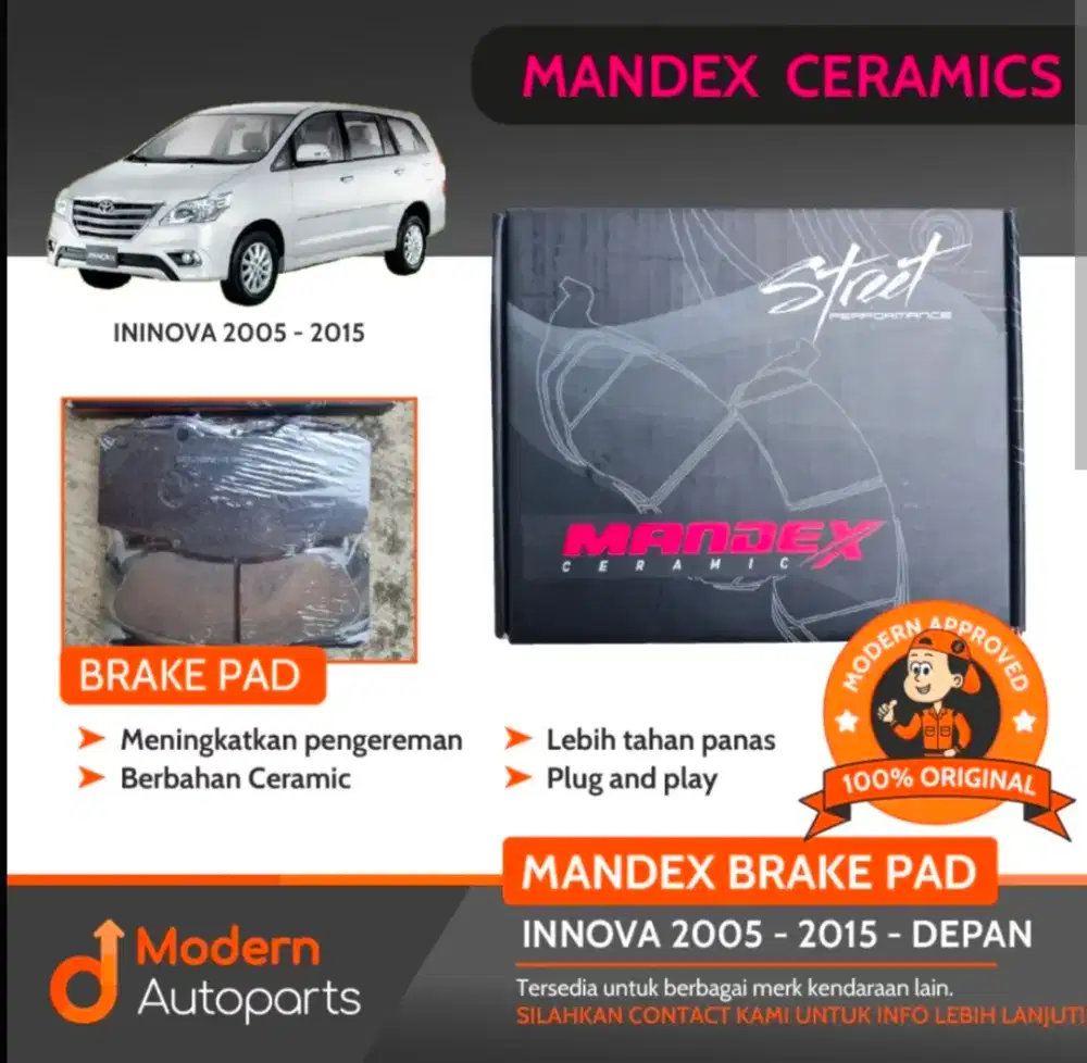 Kampas rem innova 2004-2015 merk mandex kualitas bagus