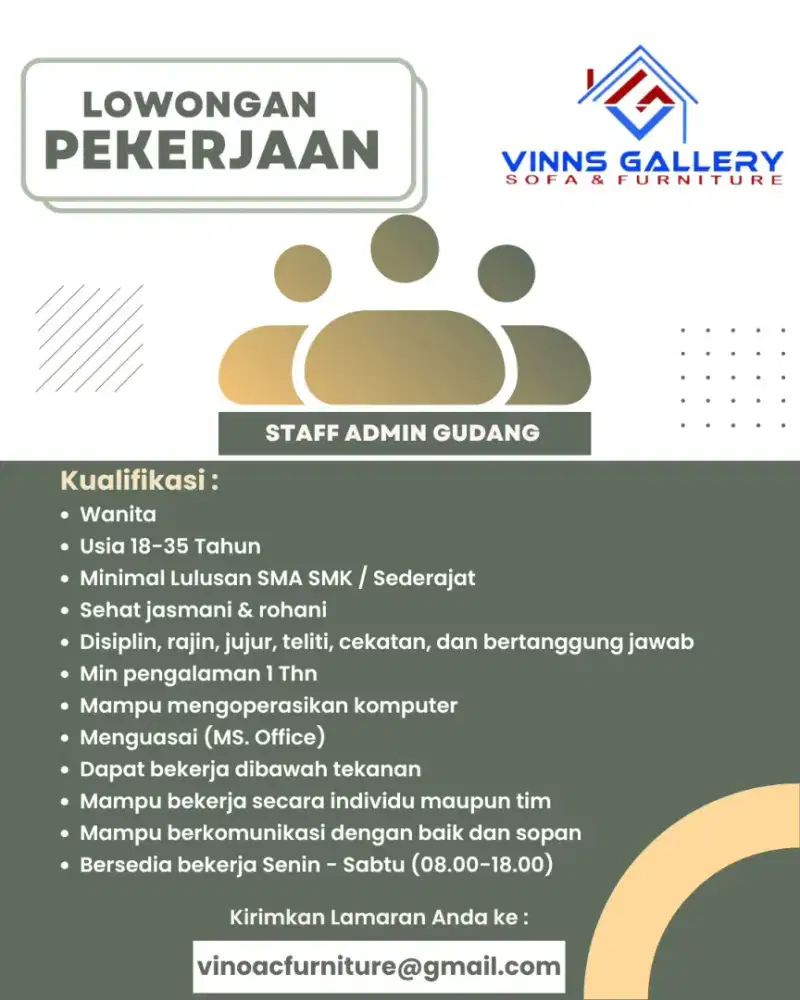 Dibutuhkan Segera Admin Gudang