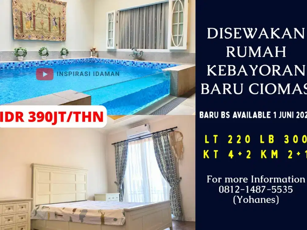 Disewakan Rumah Kebayoran Baru Ciomas