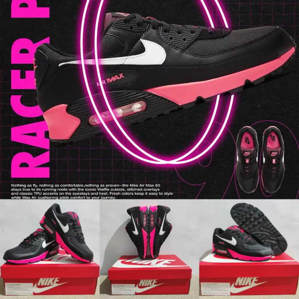 Nike air max 90 black pink size 42.5