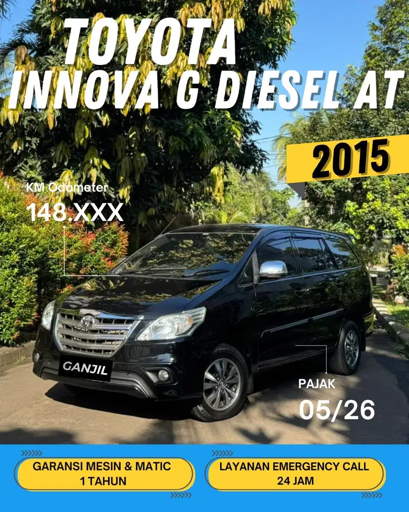 TOYOTA INNOVA 2.5 G DIESEL 2015 AT MATIC / GANJIL