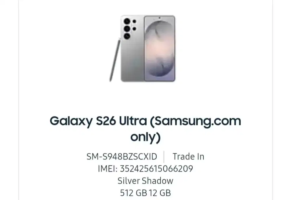 SAMSUNG S26 ULTRA 12/512 SILVER PLUS CASING ORIGINAL