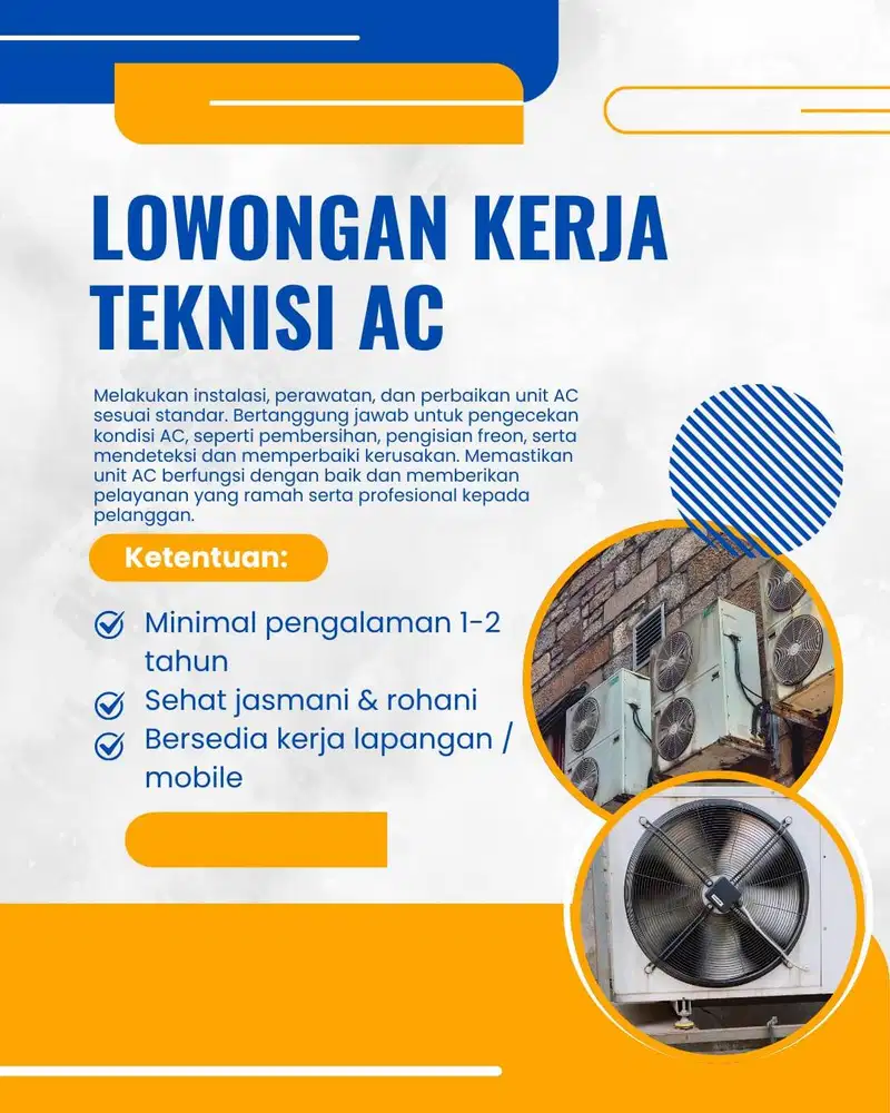 LOWONGAN KERJA TEKNISI AC