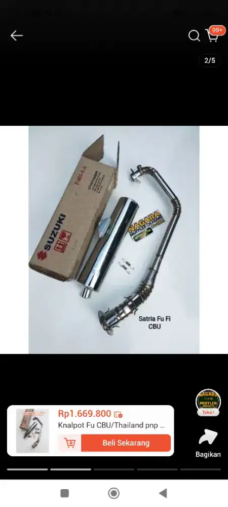 Knalpot Fu thailand ori PNP dgn satria injeksi (Full set)