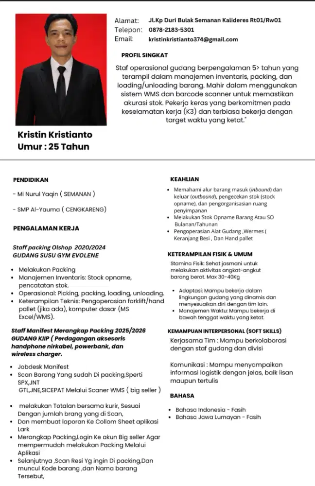 MENCARI PEKERJAAN BAGIAN GUDANG