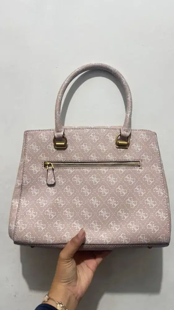 GUESS PINK MONOGRAM SATCHEL