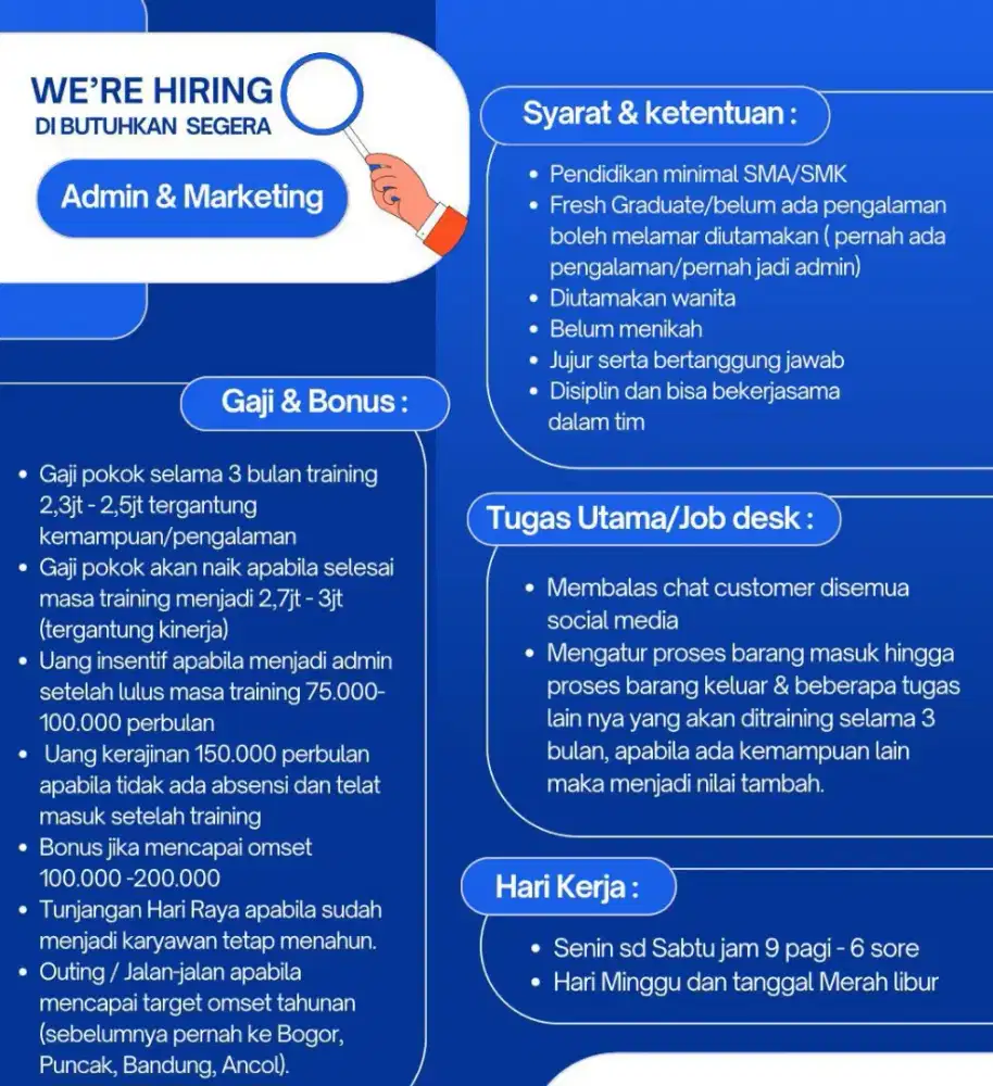 LOWONGAN PEKERJAAN ONLINE SHOP