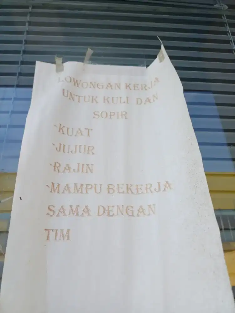 Lowongan Kerja Sebagai SOPIR SIM B