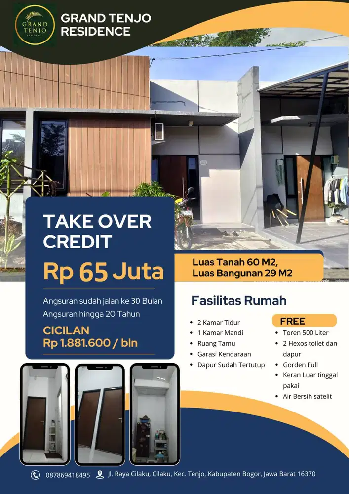 Take Over Rumah Grand Tenjo Residence – DP Ringan 60 Juta NEGO !!