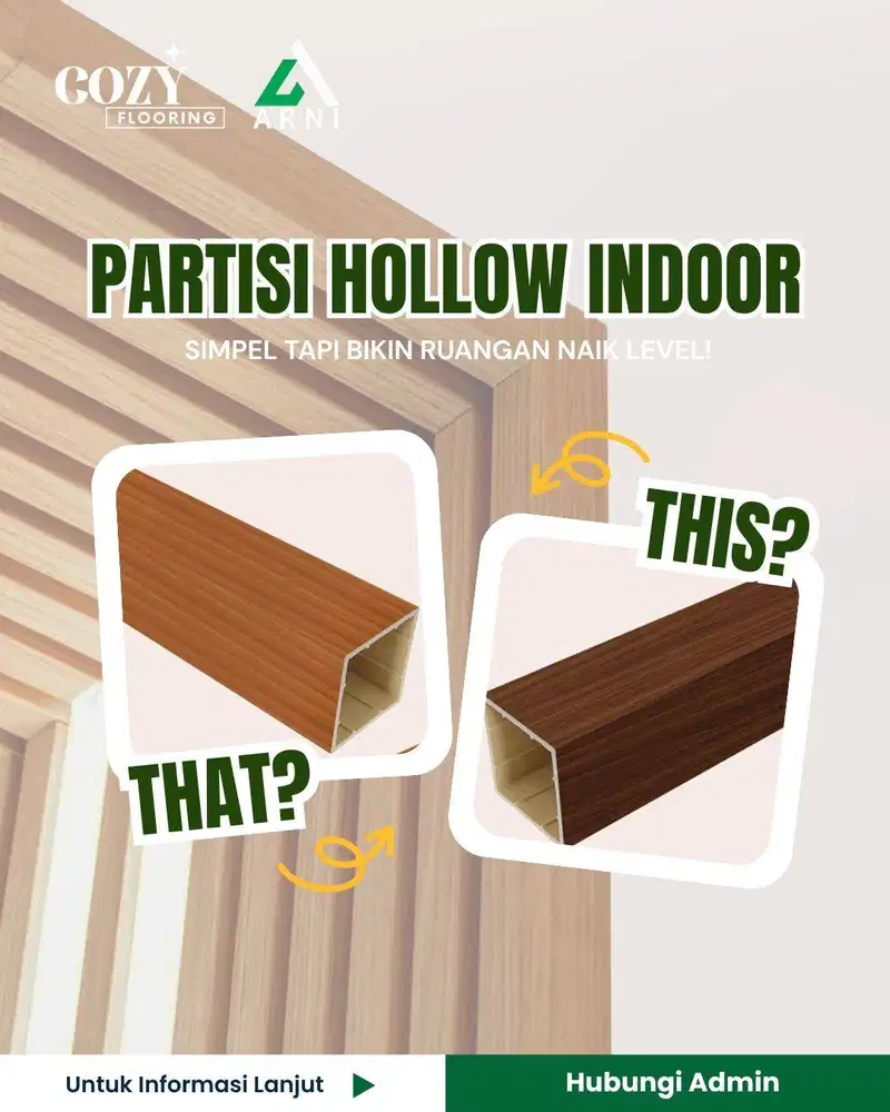 Partisi hollow indoor motif serah kayu | kisi-kisi penyekat ruangan PV