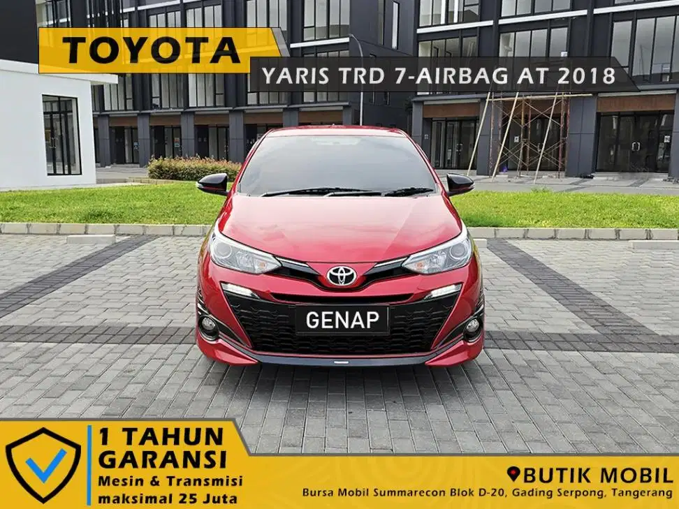 Pajak 1 tahun. Yaris TRD AT 7-Airbag 2018 Merah
