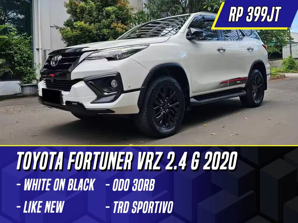 Toyota Fortuner VRZ 2.4 G TRD Sportivo 2020 White on Black Putih