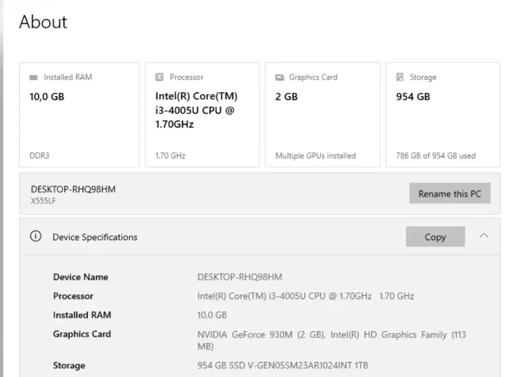 Dijual Laptop Asus Ram 10gb SSD 1 Tb