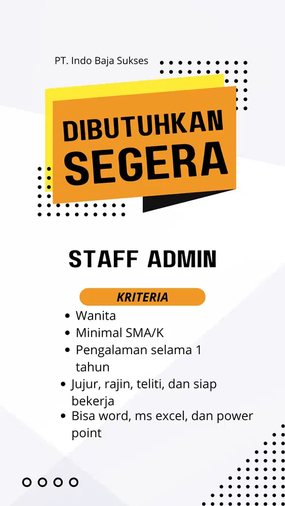 LOWONGAN PEKERJAAN PT INDO BAJA SUKSES