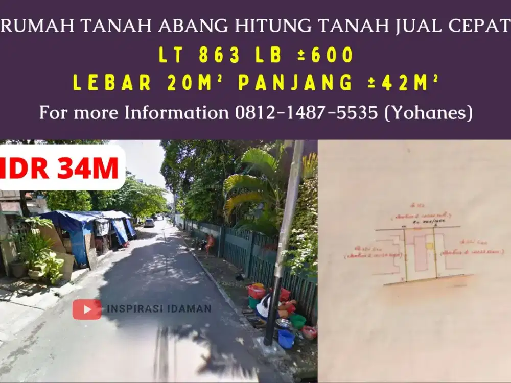 Rumah Tanah Abang hitung tanah 863mtr jual Cepat