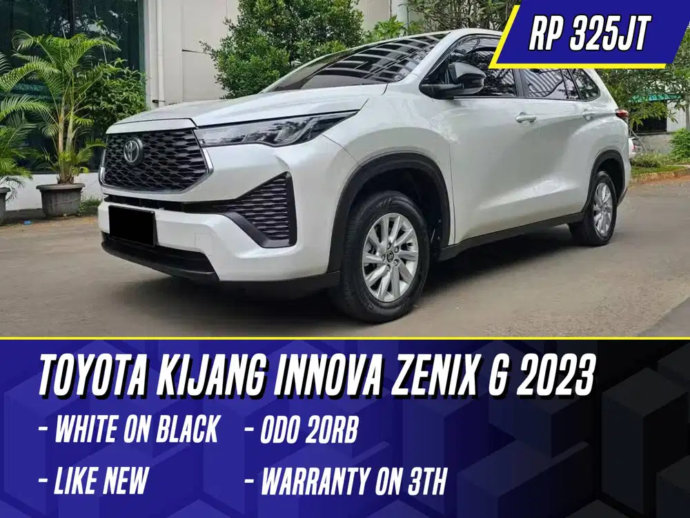 Toyota Kijang Innova Zenix G 2023 White on Black Putih