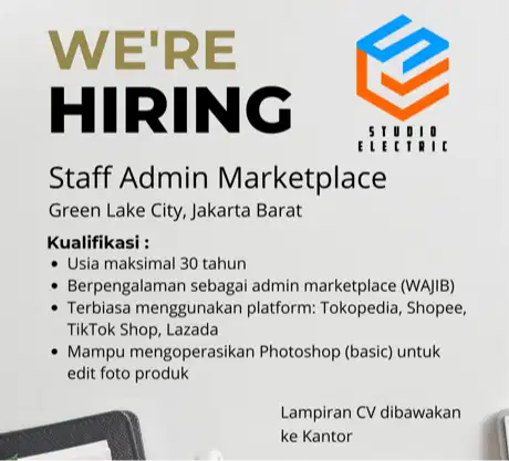 Lowongan Kerja Admin Staff Marketplace - Loker