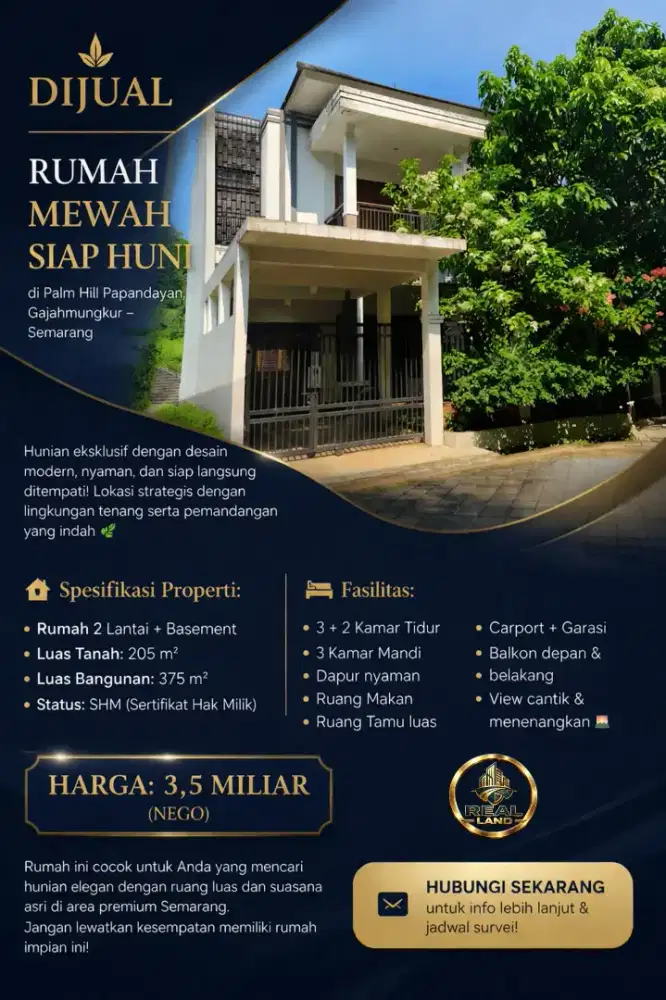 RUMAH DIJUAL DI PALM HILLS PAPANDAYAN GAJAHMUNGKUR SEMARANG