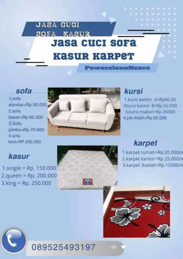 Cuci sofa kasur springbed jokmobil dan karpet