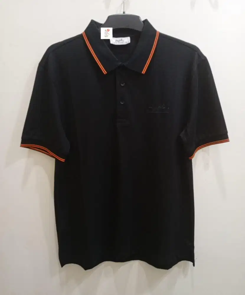 HERMES TWIN TIPPED POLO SHIRT BLACK