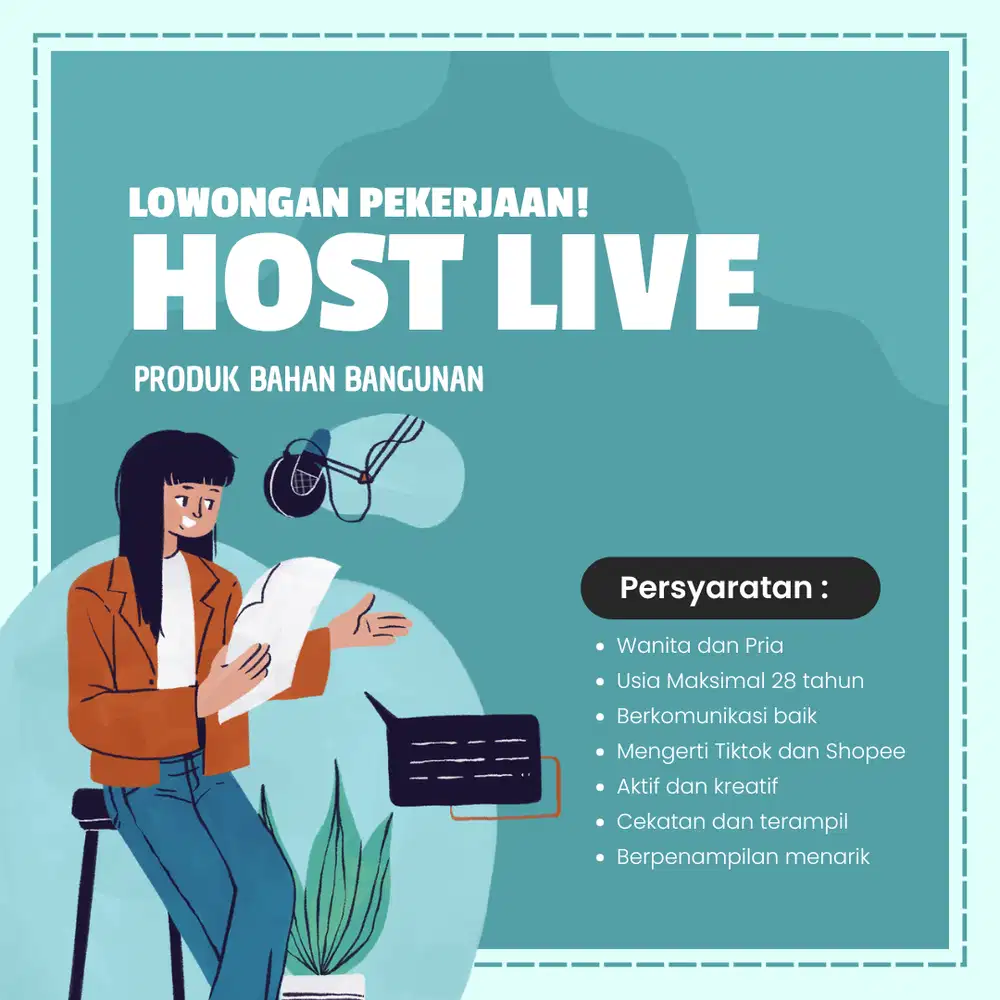 DIBUTUHKAN HOSTLIVE KONTEN KREATOR