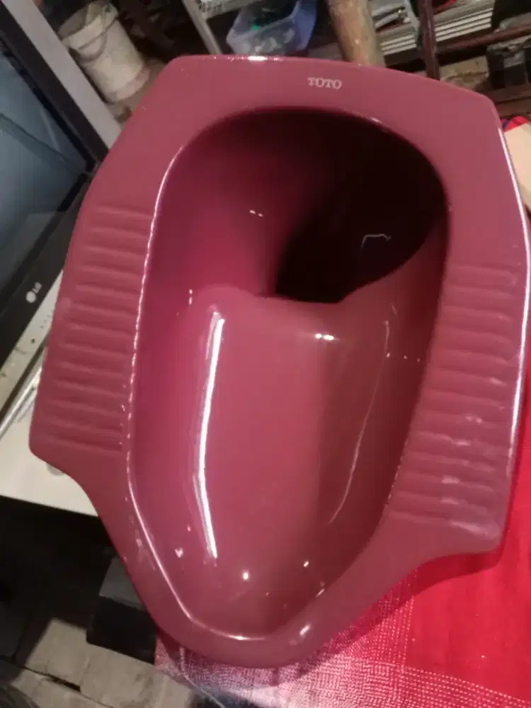 Closed jongkok toto bekas warna maron